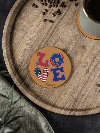 Patriotic Love Coasters - Fun Decorative Drink Coasters for BBQs and Parties
