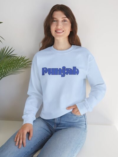 Punjab Crewneck Sweatshirt - Retro Blue Text Pullover